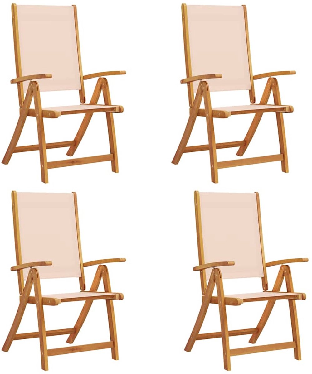 vidaXL - Tuinstoelen - inklapbaar - 4 - st - massief - acaciahout - en - textileen