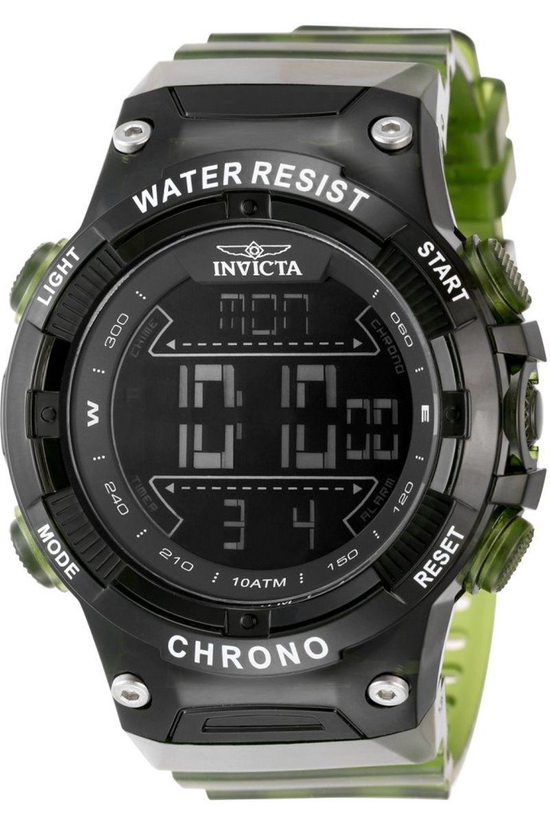 Invicta Racing 49049 Heren Horloge - Waterdicht - Digitaal - Quartz Uurwerk - Plastic met zwarte Wijzerplaat - 52mm