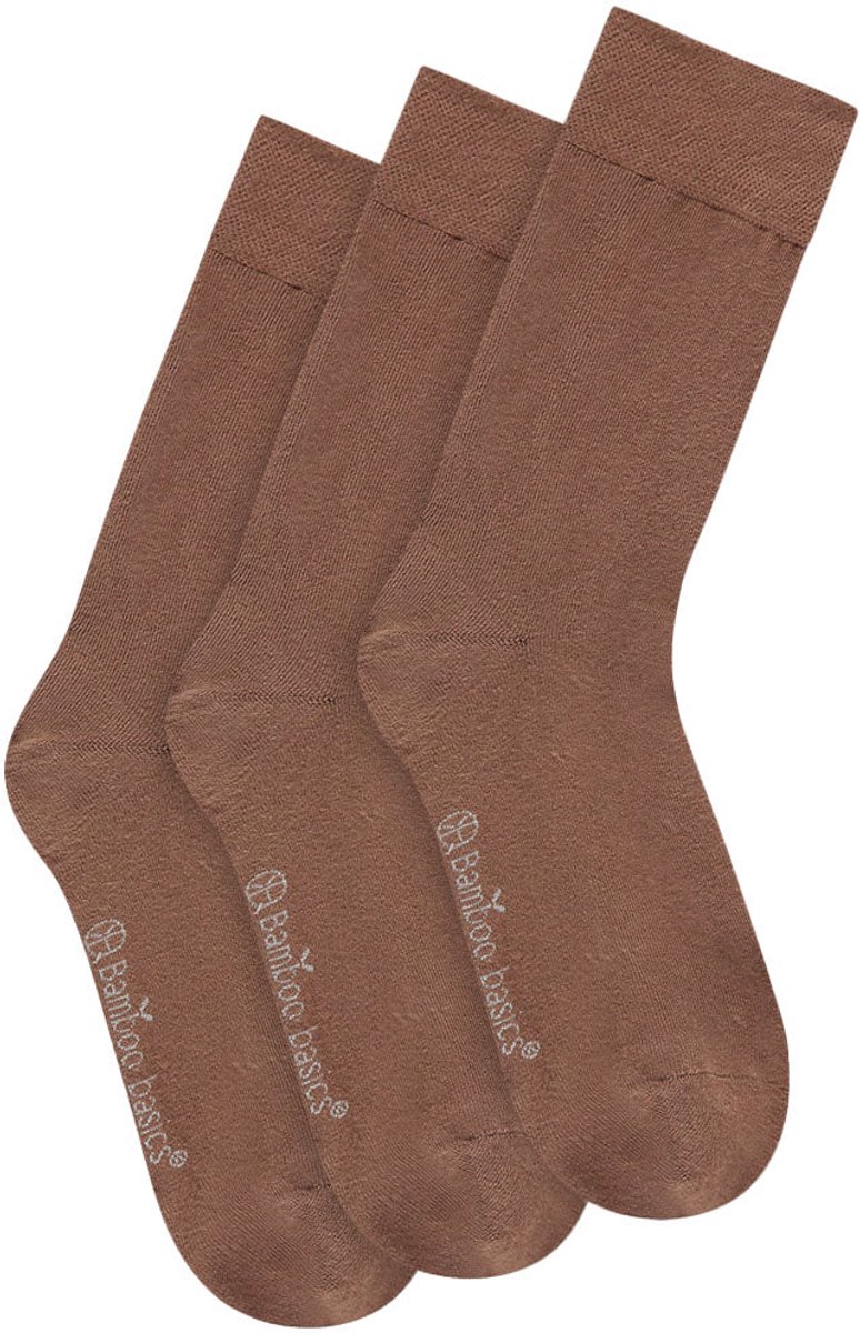 Bamboo Basics Bruine Sokken Beau - 3-pack - Maat 41-46 - Bamboe Sokken - Normale Sokken