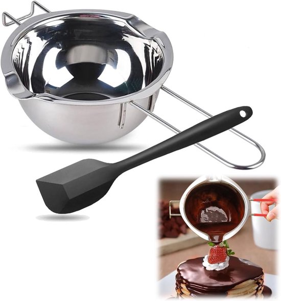 Waterbad Smeltpan Kaarsen Maken Set 600ML/20oz Smeltpot Roestvrij Staal 304 - Premium Kwaliteit Kaarsen Was Smelten Chocolade Smeltkroes 480 Ml