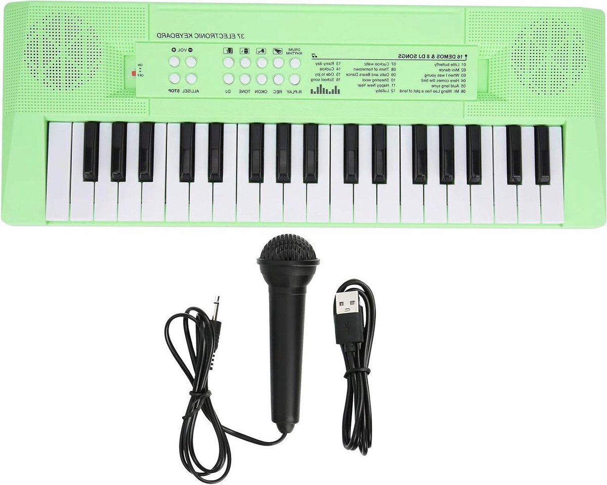 JGS Premium - Elektrische piano met 37 toetsen, microfoon en muzikaal toetsenbord - Ideaal speelgoedcadeau voor beginners, kinderen en studenten - Groen