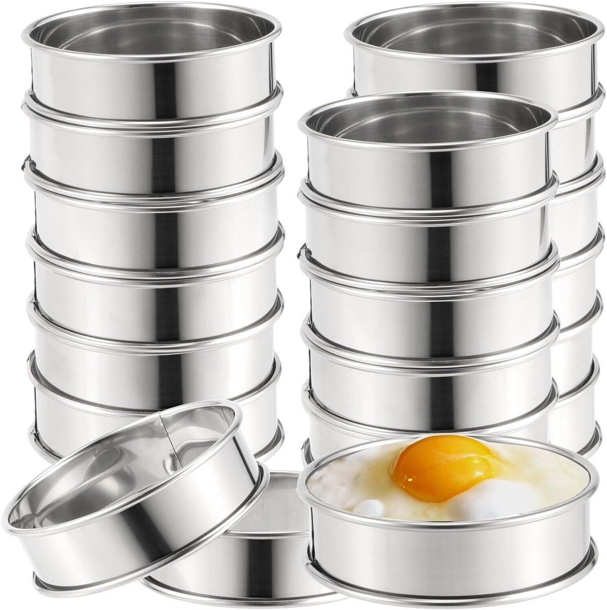 20 stuks 4 inch Engelse muffinringen dubbele laag taartringen 304 roestvrij staal