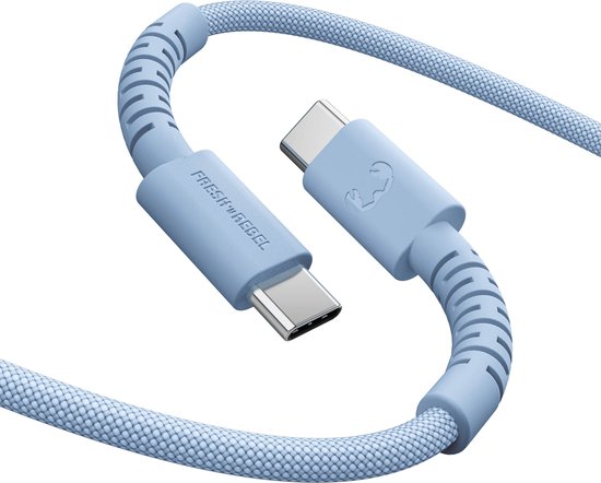 USB-C naar USB-C kabel 2m ultraflexibel siliconen gevlochten nylon 100W snel opladen blauw