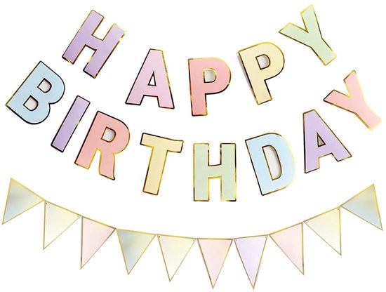 COLANANA Happy Birthday-Banner Mit Macaron-Motiv – Bunte Buchstaben Auf Gold, Für Geburtstagsparty & Deko