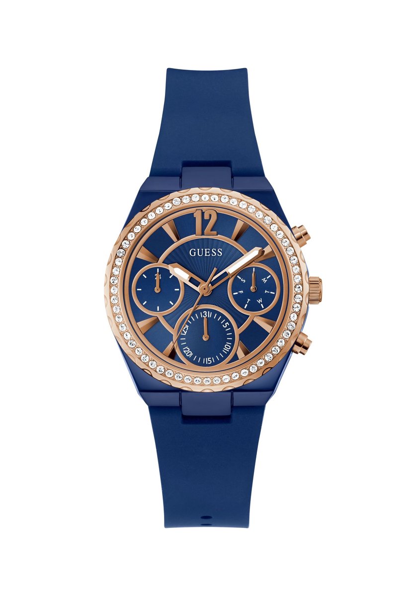 Guess Diana Kwarts Analoog Horloge Blue Case: 100% Biobased Nylon + Recycled Steel | Armband: 100% Silicone 36.5 mm GW0697L2, GW0697L3