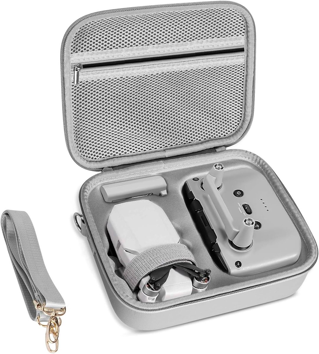 Allecto Premium - Draagbare koffer voor DJI Mini 2 SE/4K drone - Grijs - Controller en accessoires opbergtas