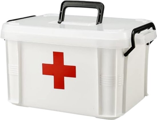 Goodivery® - Medicijnkist - Multifunctionele medicijndoos voor thuis - Plastic opbergdoos voor medische benodigdheden - twee lagen - 23,5 x 17,5 x 13,5 cm