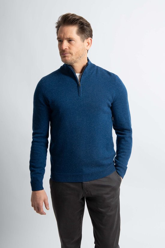 Pull demi Zip Steppin' Out en laine Blauw bleu Marine - Taille S - Homme - Pulls