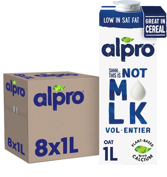 Alpro This Is Not M*lk Entier - Boisson Végétale Goût Corsé - Sans Lactose & Sans Gluten - 8 x 1L