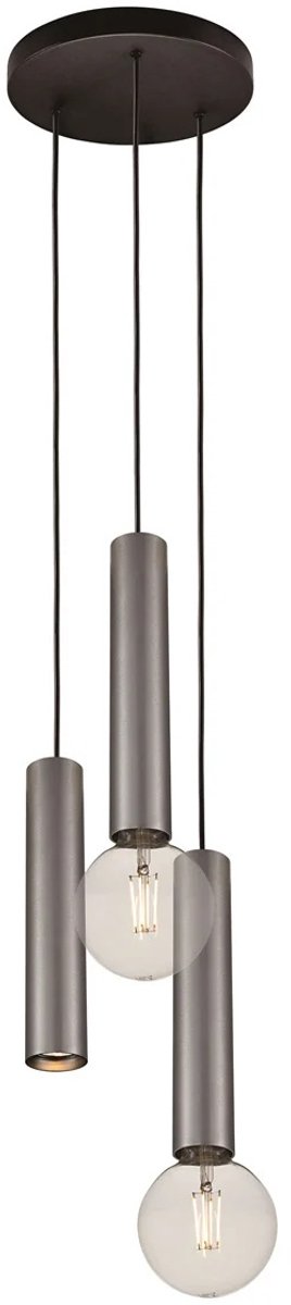 Fantasia Taboros hanglamp 3-lichts zwart en geborsteld staal