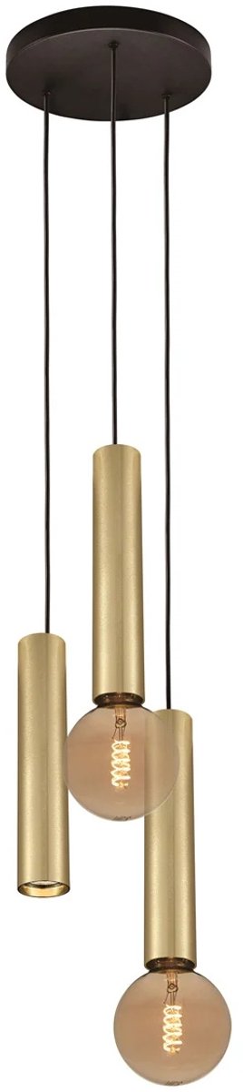Fantasia Taboro hanglamp 3-lichts GU10/E27 zwart en geborsteld goud