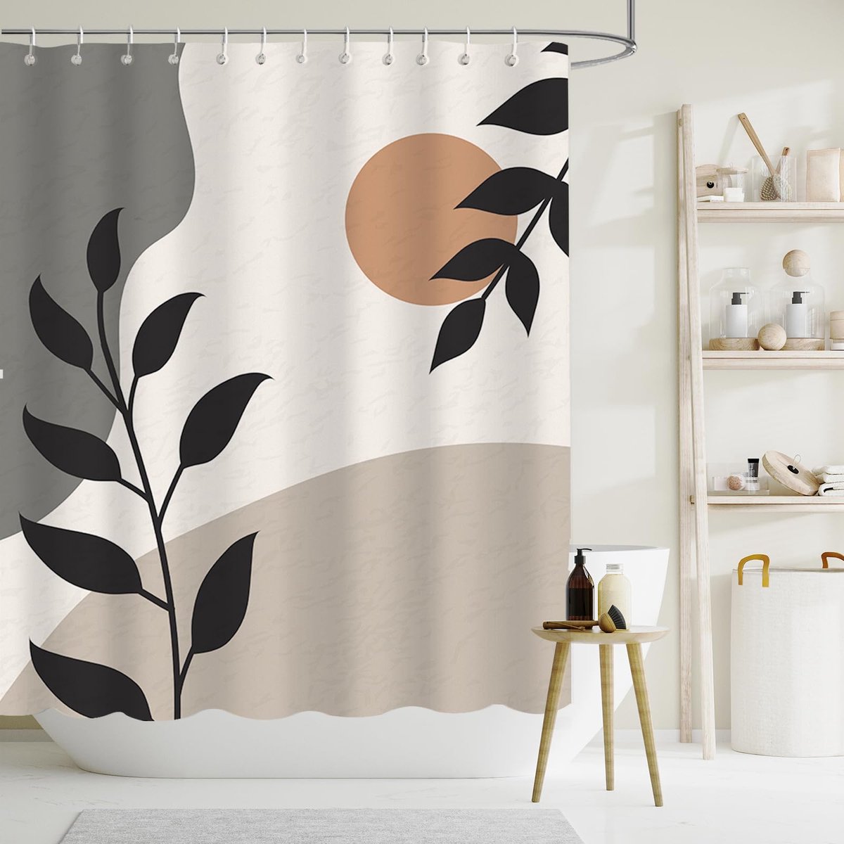 Ibenzoa® Douchescherm Boho Stijl 180x180 cm met Moderne Abstrakte Kunst en Waterdicht Textiel
