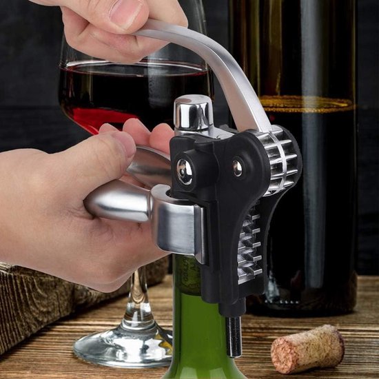 Professionele Alles-in-één Kurkentrekker - Roestvrijstalen Flesopener Bier Opener Wijnopener Kelnersmes Met Foliesnijder Rozenhouten Handvat Perfect Voor Sommelier Ober Thuisgebruik Kurkentrekker Wijn