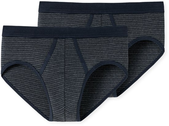 Slip de sport SCHIESSER Original Classics (lot de 2) - Feinripp avec braguette - rayé bleu foncé - Taille: M