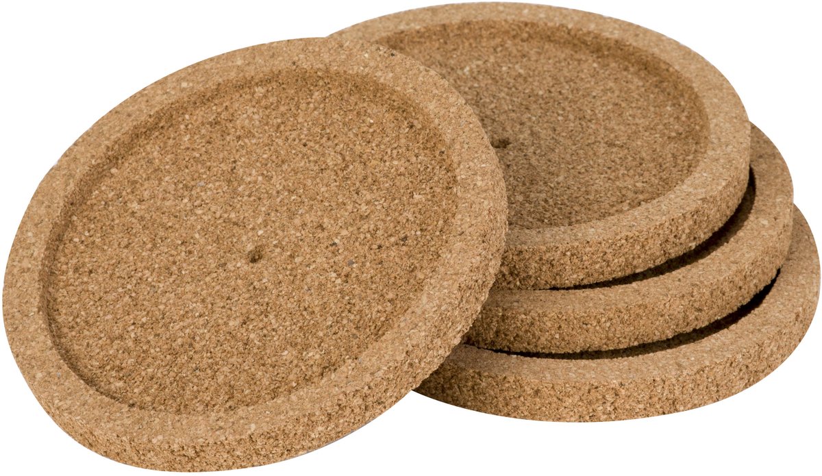Cosy & Trendy Glazenonderzetters - 16x stuks - bruin - kurk - 10 cm