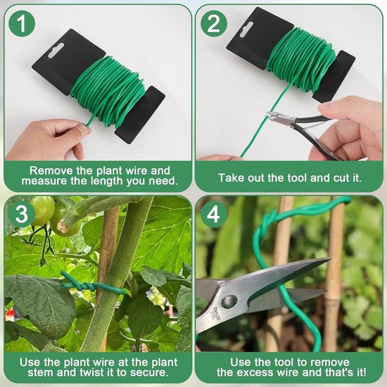 Relaxdays binddraad set van 10, 10 m lang, 2,5 mm, ommantelde tuindraad voor planten, bloemendraad, klimplanten, groen