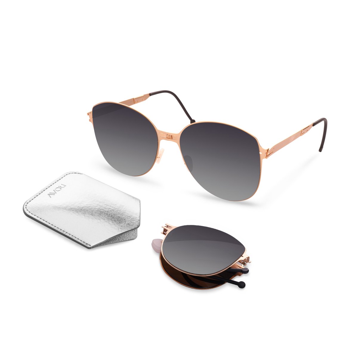 ROAV RITA - Opvouwbare zonnebril – Polariserend UV400 - Brush Gold - Grey Gradient glazen