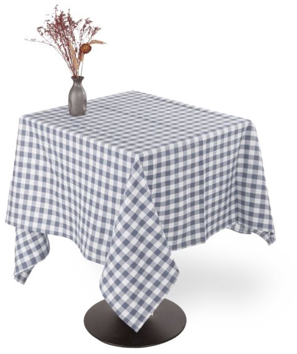 Tiseco - Tafelkleed GINGHAM - Katoen - Geblokt - 150x150 cm, blauw