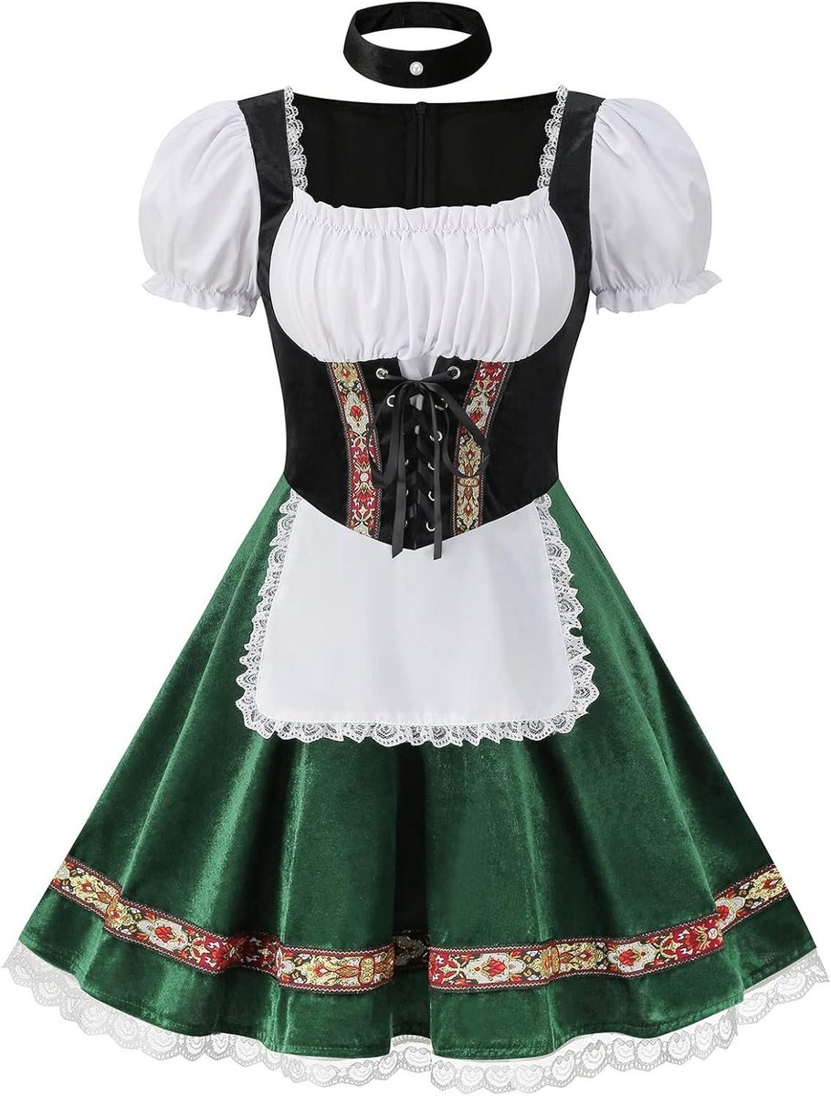 Dameskostuum Oktoberfest Beierse jurk traditioneel met korte pofmouwen