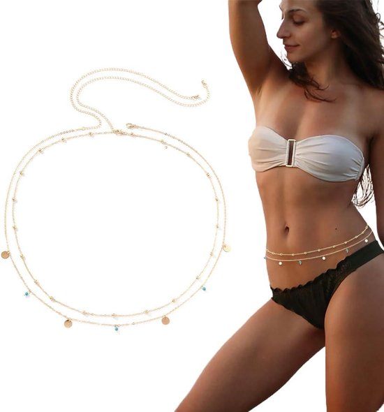 Boho gelaagde buikketting gouden bikini buik taille kettingen strand