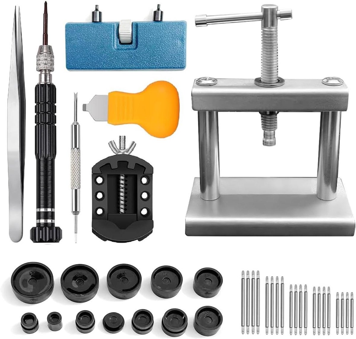 JGS Premium - Horloge batterijwissel gereedschap voor horloges: horlogeopener, horlogesluiter, behuizingssluiter, reparatie schroevendraaier.