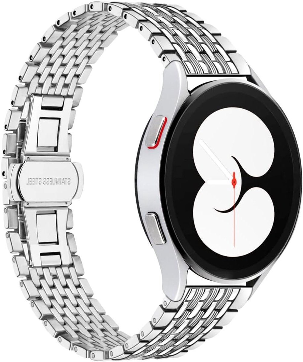 Allecto Plus - Roestvrijstalen sportbandjes voor dames - Compatible met Samsung Galaxy Watch - Quick Release - 20 mm - Zilverkleurig