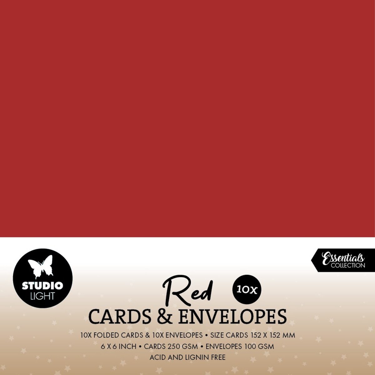 Cards & envelopes Christmas red 6x6 inch - Essentials nr. 17
