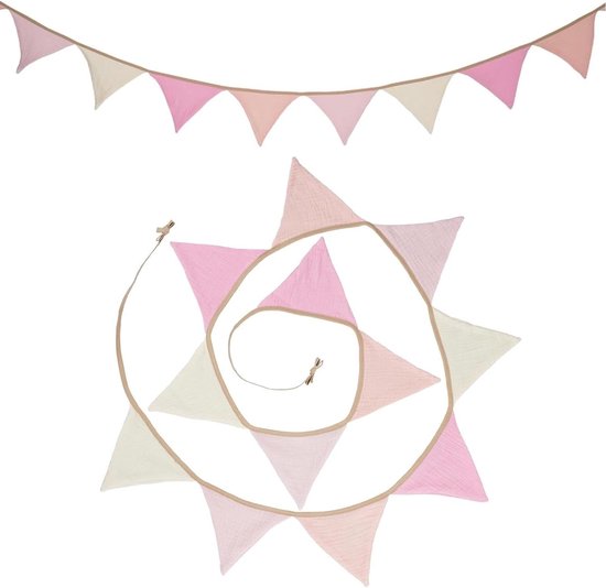 HENGBIRD Vlaggenketting kinderkamer, stof, huisbed, decoratie, slinger, kinderkamer, mousseline, wanddecoratie, kinderkamer, jongens, meisjes, babykamer, groen, decoratie, cadeau voor huisbed, babybed
