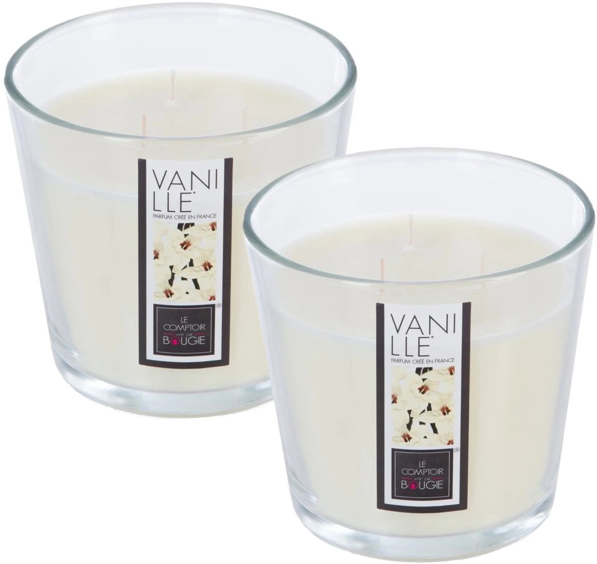 Atmosphera geurkaars - 2x - vanille geur - 40 branduren - wit - in glas - aroma/geurkaars Ivoorwit