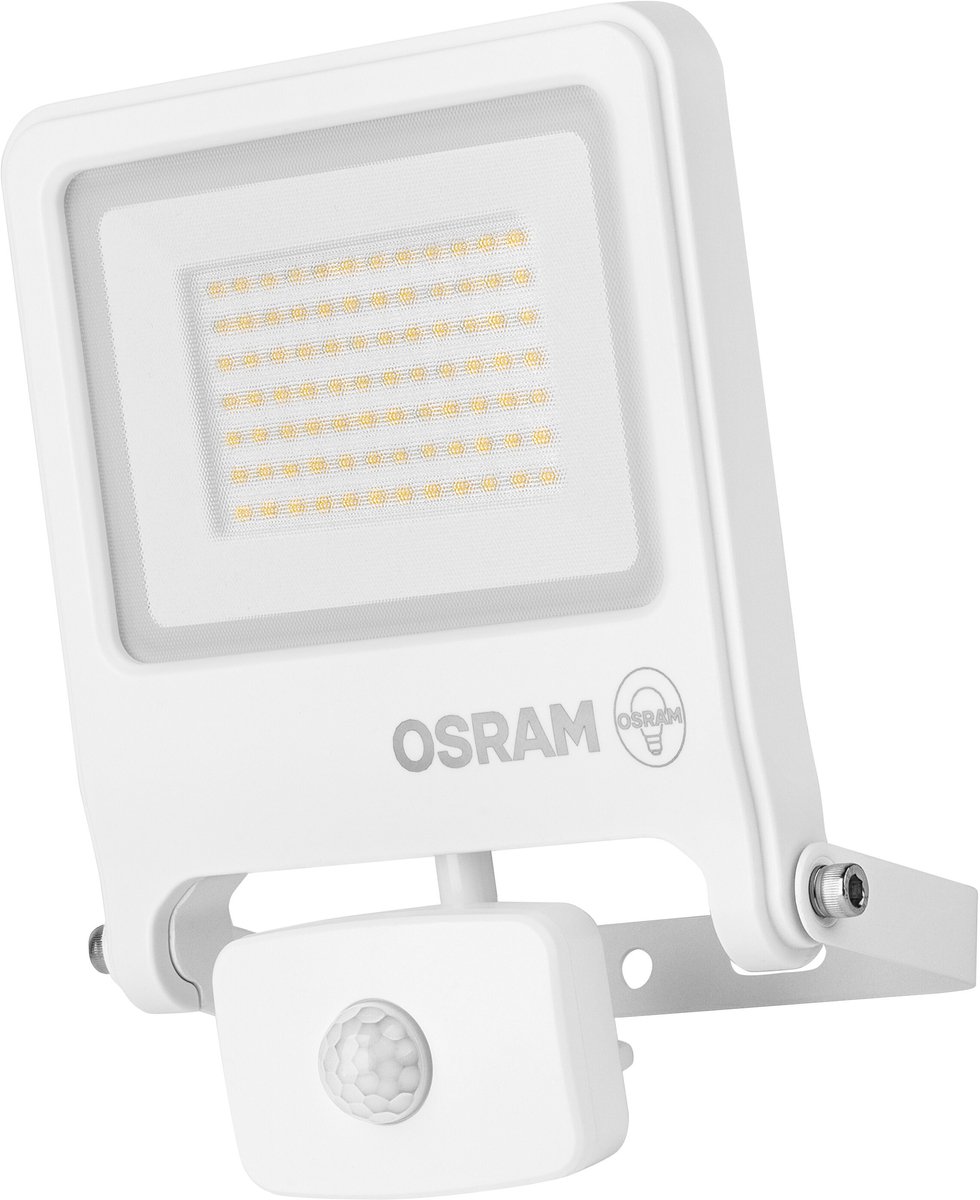 OSRAM ENDURA FLOOD PC 50W LED-schijnwerper met sensor, 3000K warm wit, 5000 lumen, IP44 schijnwerper met PIR-detector, schemerfunctie 2-1000 lux