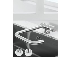 Robinet de cuisine pliable ANYCEE MAX avec 2 modes de pulvérisation - Mitigeur de cuisine pivotant à 360°, rabattable sous la fenêtre, en acier inoxydable - Argent