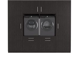 Wasophoogte® Wasmachine Kast Dublin - Wasmachine verhoger - Wasmachine ombouw - 700(D)*2530(B)*2110(H) mm - Zwart