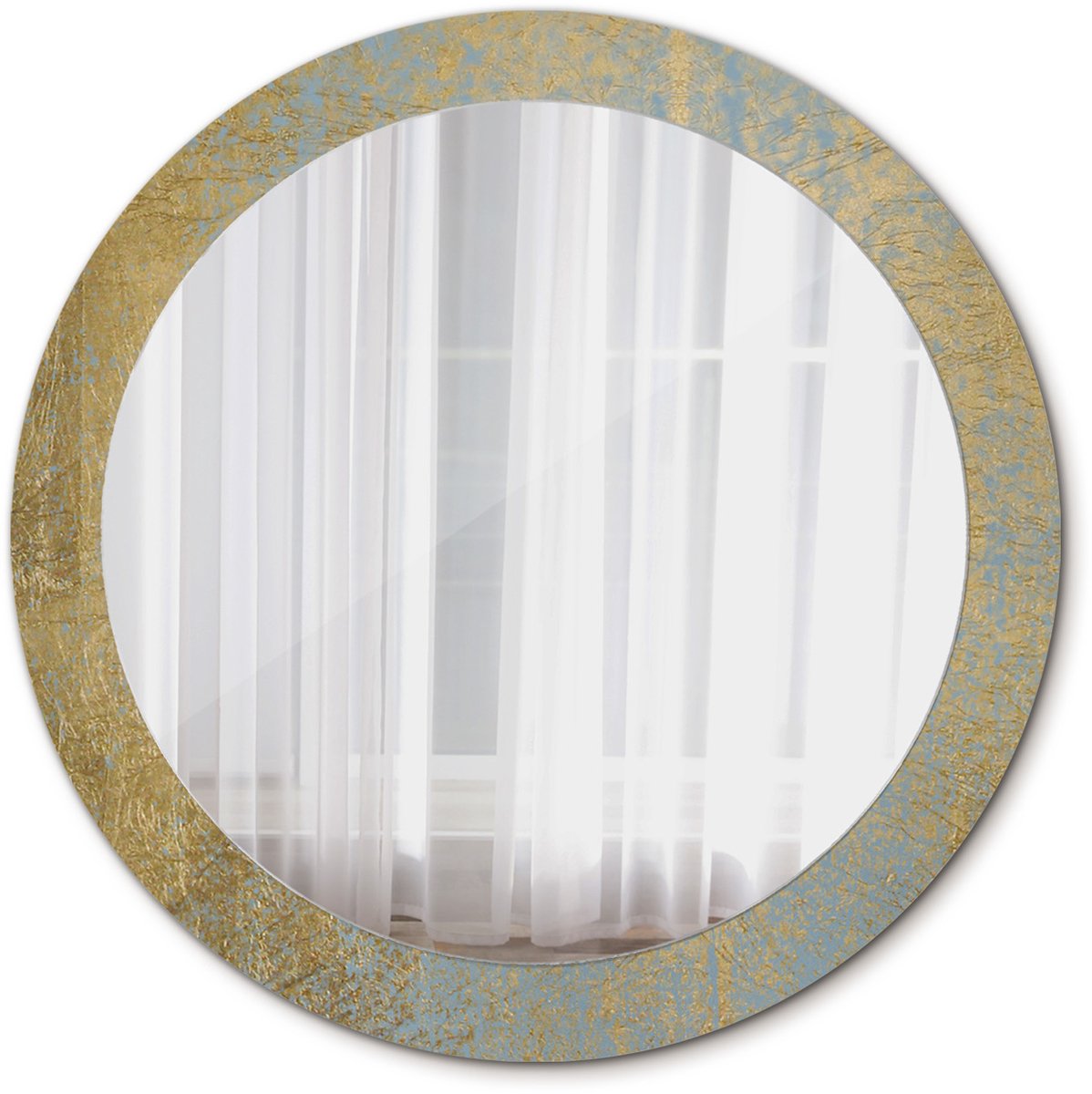 Tulup Spiegel - Ronde Spiegel - Spiegel op gehard Glas - Loftpatroon - Diameter: 80 cm - Spiegel met decoratief motief - Woonkamerspiegel - Inloopkastspiegel - Spiegel voor kantoor of studio - Gele - Origineel cadeau - Spiegel Met Haken