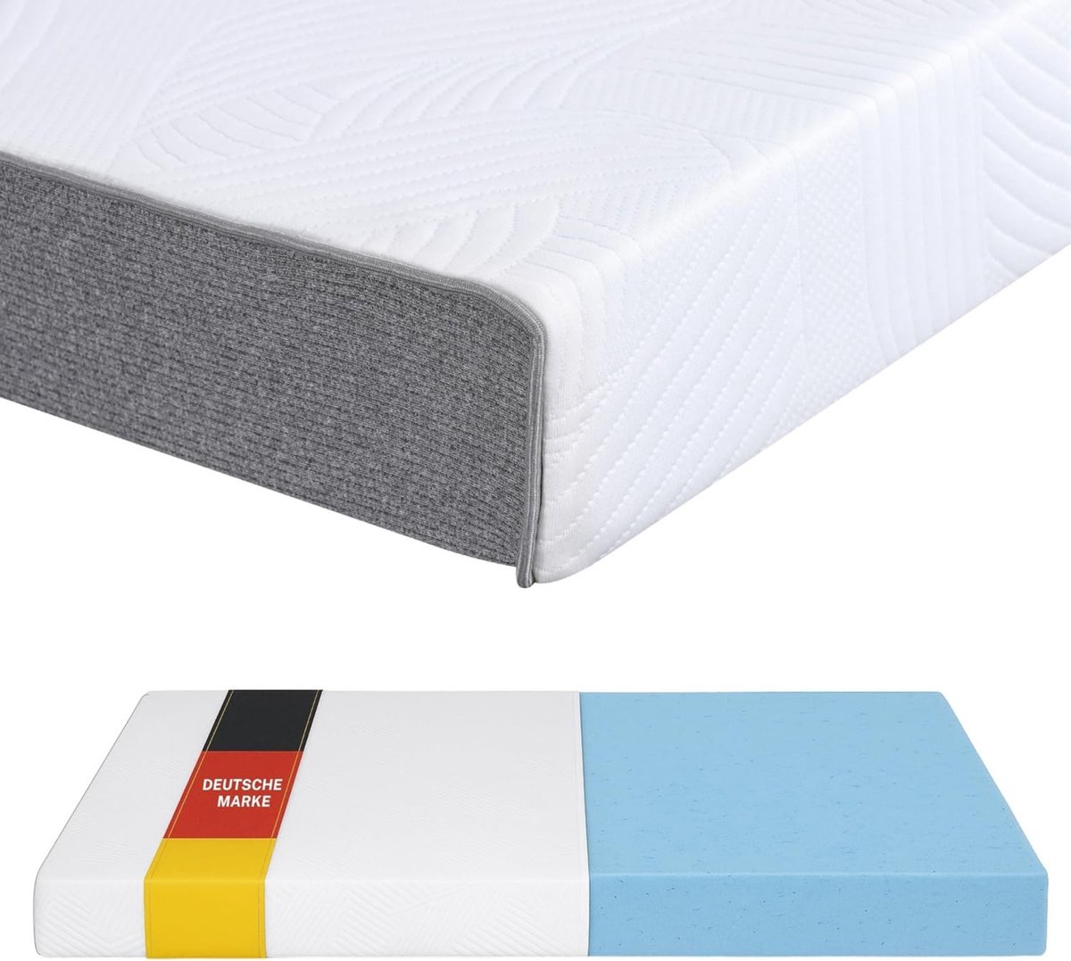 Arensberger matras 140 x 200 cm - LINA Gel-Schuim Matras – 140cm x 200cm x 11cm – NANOCELL® Gel-Schuim H3 Stevigheid – Ademend – Afneembare Hoes 240 g/m² – Wasbaar tot 60 °C – Roll Matras Comfort Matras Blauw