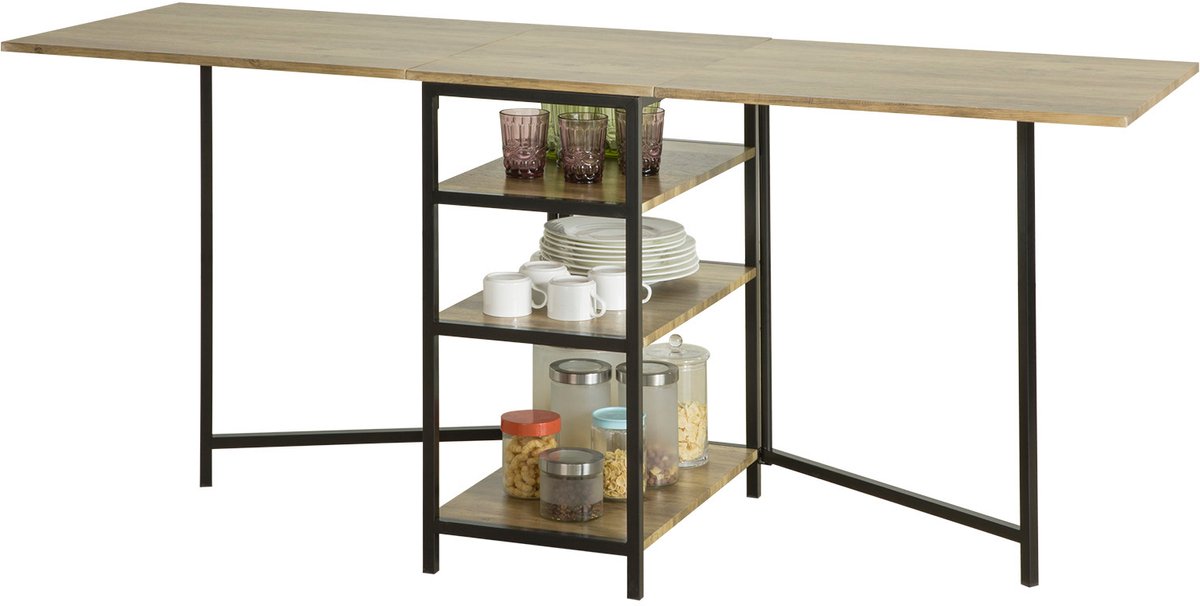 SoBuy FWT62-N Klaptafel - Wood Composite Keukentafel met 2 Kleppen
