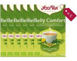 Yogi Tea Belly Comfort - Biologische Kruidenthee met Anijs, Kurkuma en Echinacea voor een Rustgevende Buik - Tray van 6 Stuks