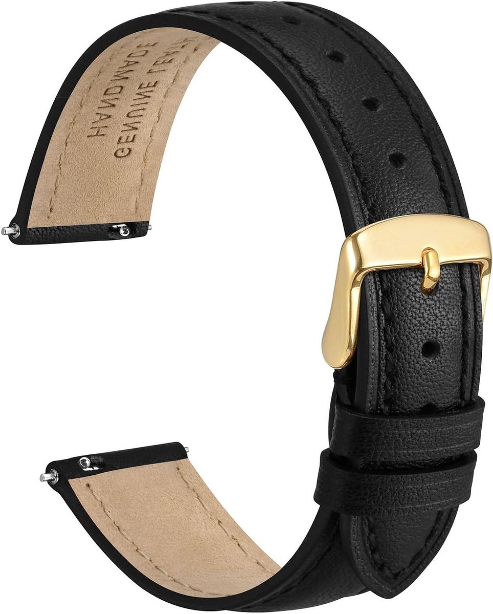 JGS Premium - Flat dun elegant lederen horlogebandje met snelsluiting voor dames - diverse maten beschikbaar