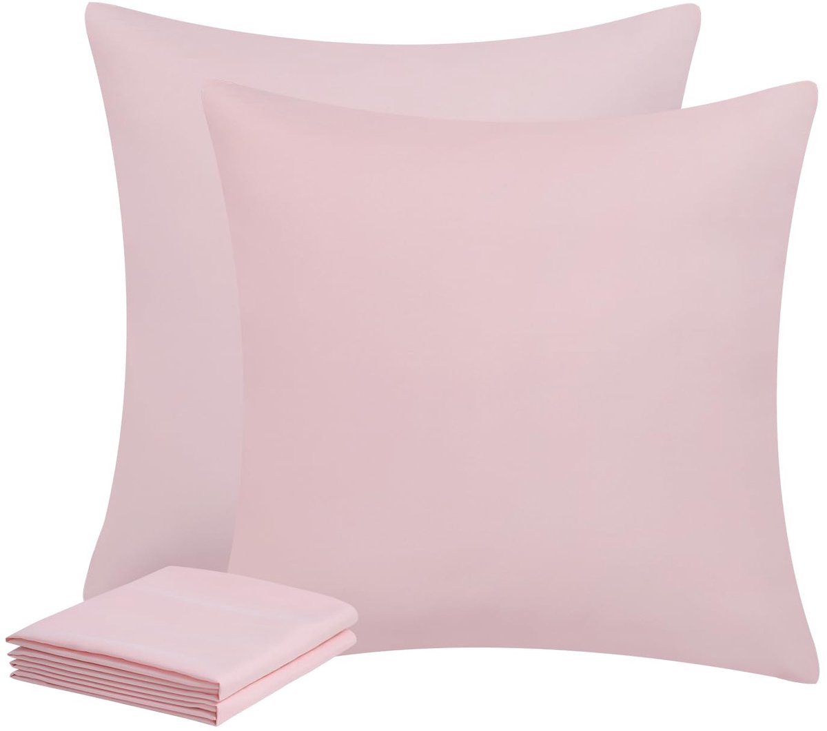 Ibenzoa® Kussensloop Set van 2 in Roze Microvezel met Ritssluiting, 80 x 80 cm