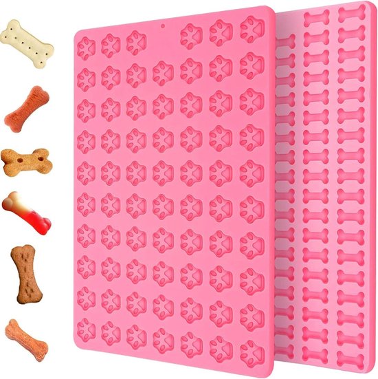 Cozihom Botvormige siliconen mallen, 18 holtes, voedselkwaliteit, BPA-vrij, voor chocolade, snoep, cake, pudding, gelei, hondensnoepjes. 4 stuks