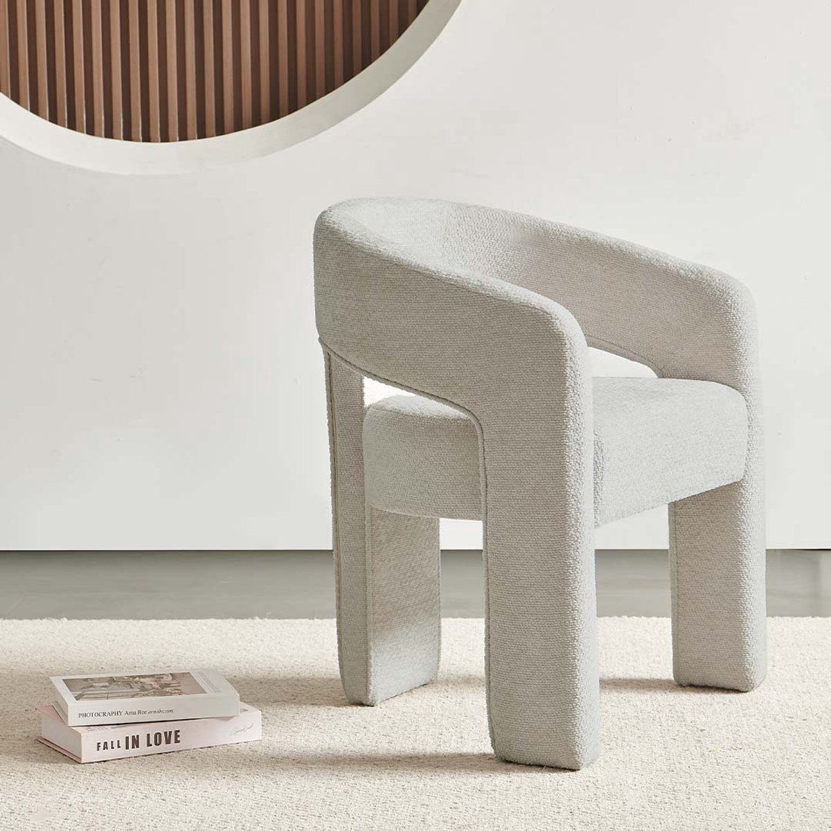 Milton & Oldbrook Bouclé Chenille Eetkamerstoel Jena Wit