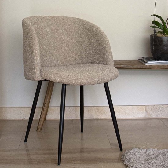 Milton & Oldbrook Bouclé Chaise de salle à manger Budapest Taupe - Zwart