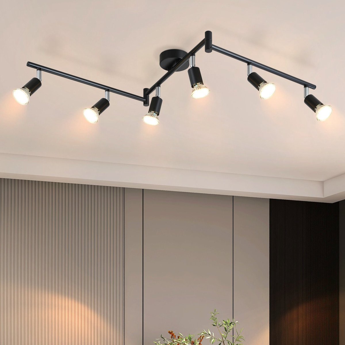 NETTLIFE Opbouwspot - Plafondspot met 6 lichtpunten - GU10 fitting - spots - zwart Plafondlamp - L 108 cm - draaibar - kantelbaar - plafoniere - zonder Lichtborn