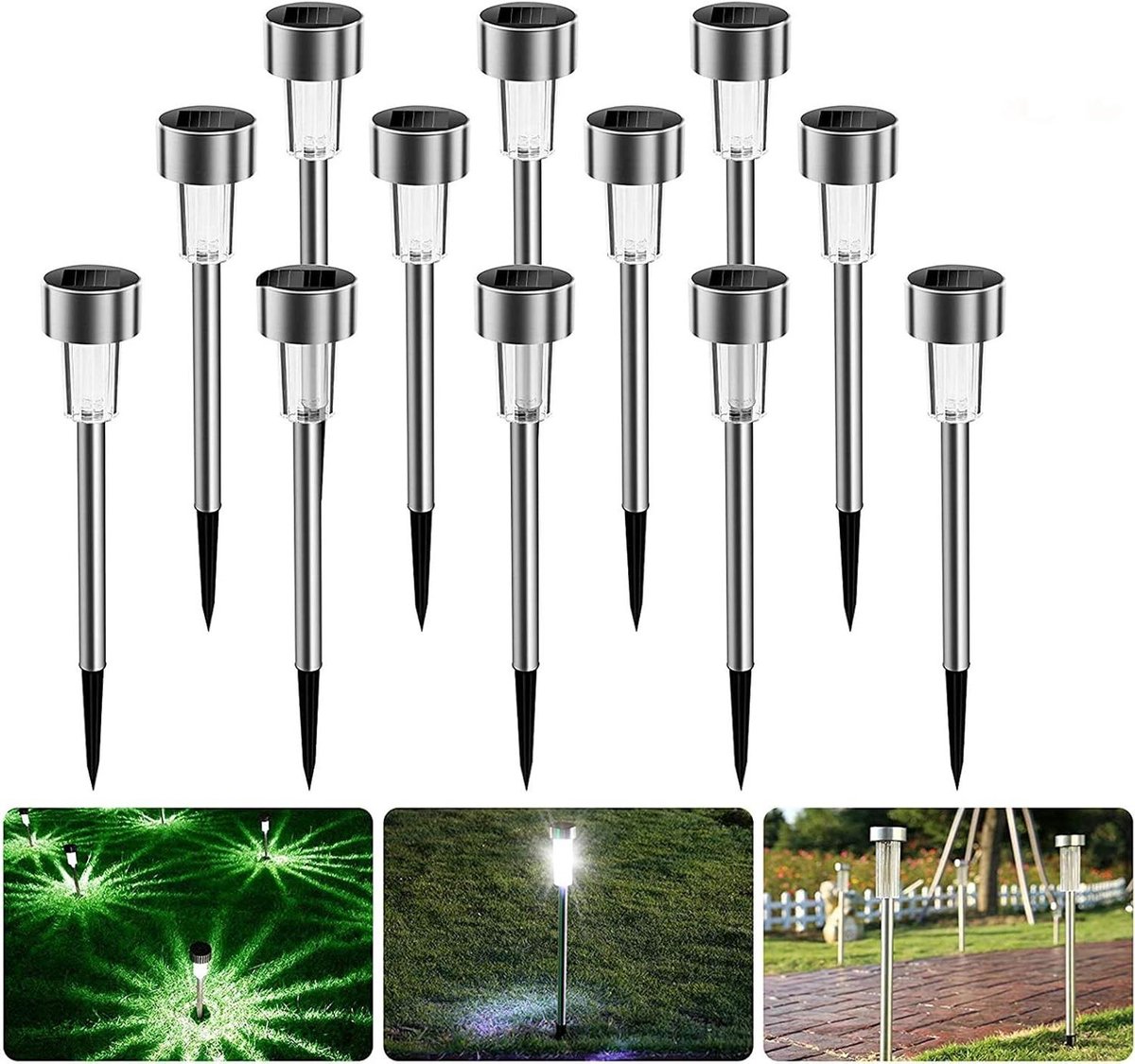 Tuinverlichting op zonne-energie 12 stuks IP65 waterdicht decoratieve verlichting voor buitenrijwegen en tuinen