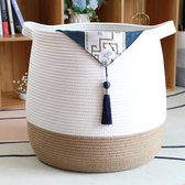 Grote mand van katoenen touw - organizer voor speelgoed - 1 stuk - rond - 45 x 43 cm - linnen
