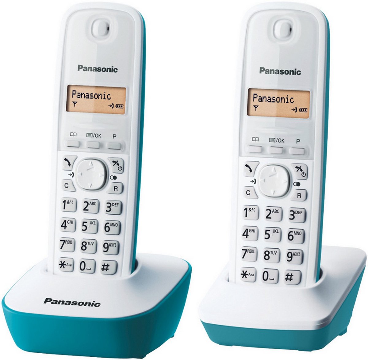 blauwe duo draadloze telefoon - panasonic - kxtg1612frc