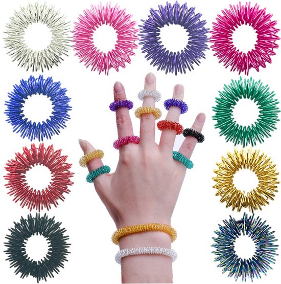 10 stuks - Vingerdecompressie - Vingermassage ring - Vingermassager - Mini veerdecompressie - Vingerontspanning