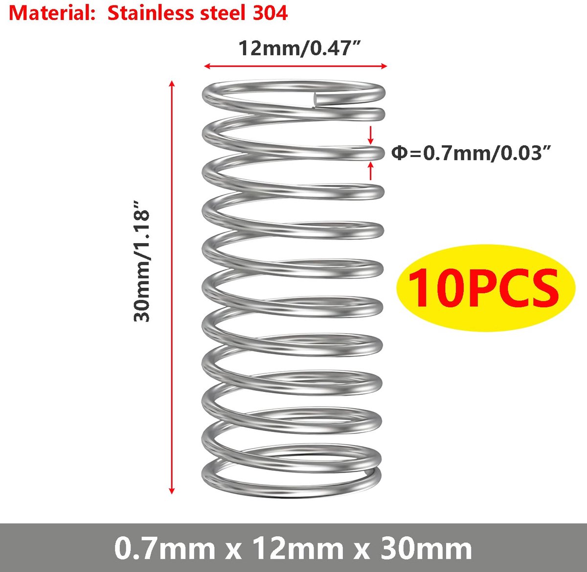 304 RVS Stainless Steel Veterklemmetje Spiraal Veer (10st.) - Xitin Beads & Jewelry
