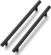 Meubelgrepen voor keukenkasten - 15 stuks - zwart - roestvrij staal - 192 mm
