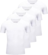 Apollo Bamboo T-shirts heren Basic Wit - 4 Witte Bamboe t-shirts met V-neck - Maat L