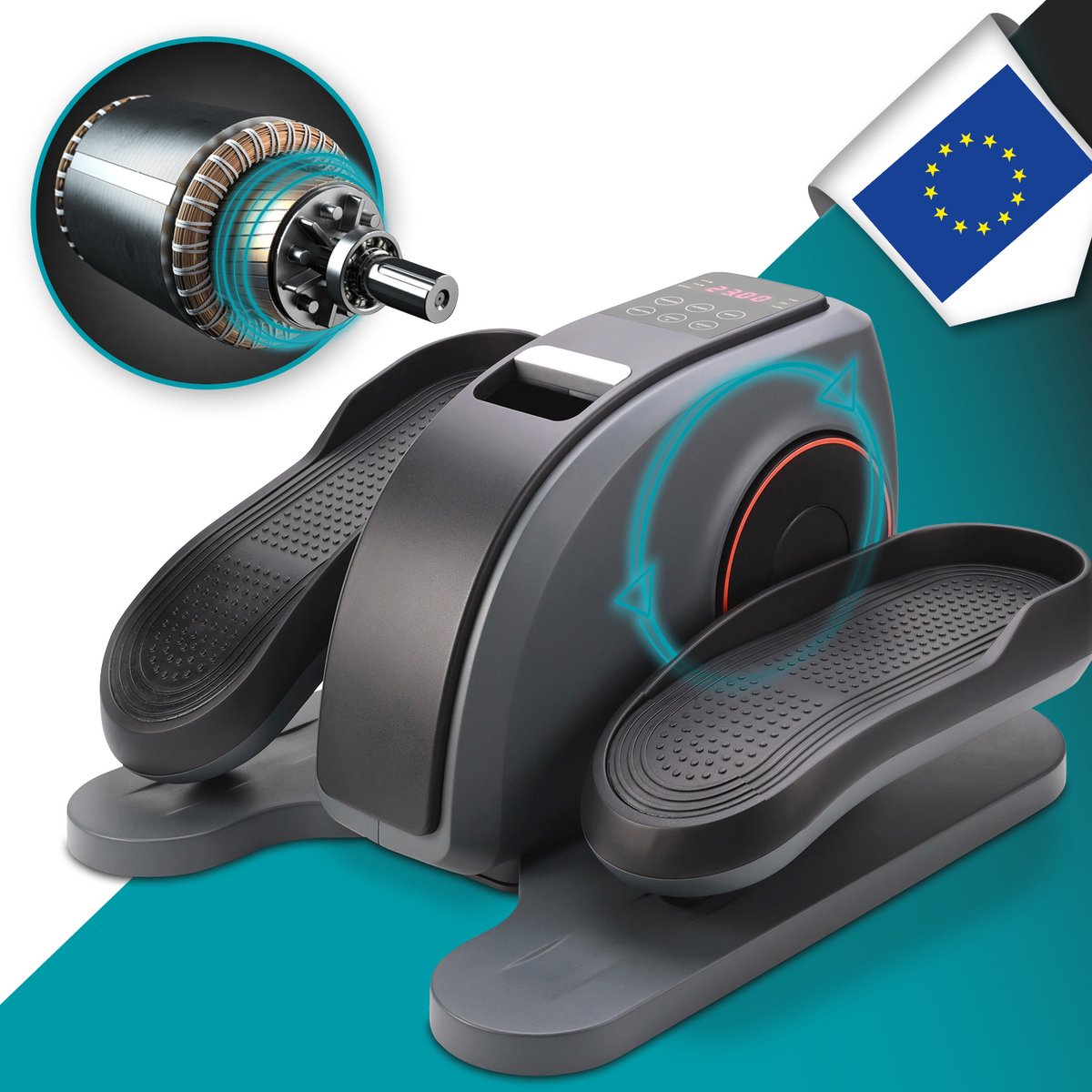 ELONEO Mini elliptische trainer, beweegtrainer. Pedaltrainer, fiets-pedaaltrainingsapparaat, stepper voor beweging op kantoor en thuis, overzichtelijke trainingscomputer met 3 automatische programma's